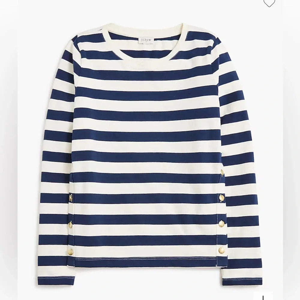 J.Crew Rugby Side Button Long Sleeve Stripe Shirt Top Size Small